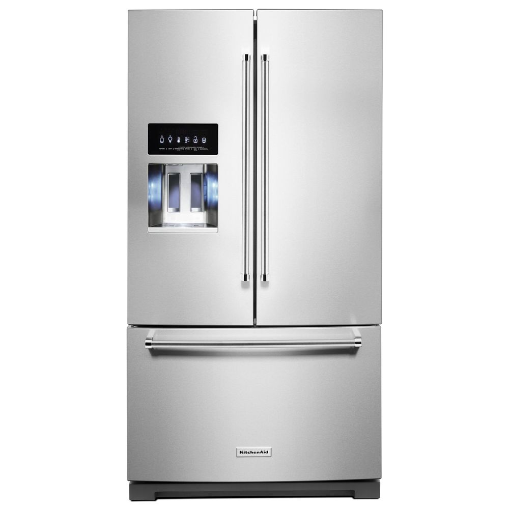Refrigerador KitchenAid French Door 27p³ con dispensador exterior de agua y  hielo con acabado PrintShield™ - KRFF507HPS - Compra Cierta